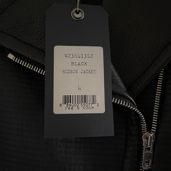 Authentic NWT Rag & Bone Hudson mixed leather jacket size Small with tag - Picture 7 of 10
